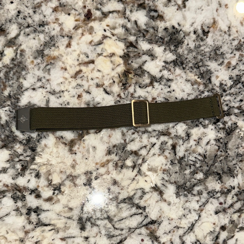 Olive Green Canvas Webbing 18 ML Watch Strap with Gold Buckle